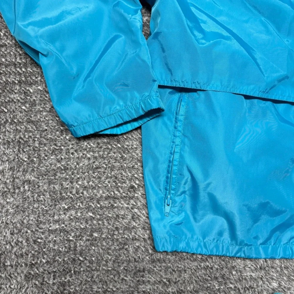 Eddie Bauer Womens‎ Vintage Jacket Windbreaker Size L Teal Blue Full Zip Hooded